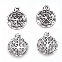 Tibetan Style Pendants, Spider Web, antique silver color plated, Unisex & hollow, nickel, lead & cadmium free, 14x17mm, Approx 100PCs/Bag, Sold By Bag
