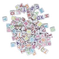 Abeceda akril perle, Pismo abecede, možete DIY & emajl & double-rupa, više boja za izbor, 4x9mm, Rupa:Približno 1.2mm, 100računala/Torba, Prodano By Torba