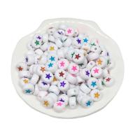 Perle acrylique, étoile, DIY & émail, couleurs mélangées, 4x7mm, Trou:Environ 1.5mm, 100PC/sac, Vendu par sac