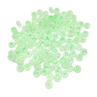 Frostad akryl pärlor, Alfabetsbokstav, DIY & emalj & frosted, grön, 4x7mm, Hål:Ca 1.5mm, 100PC/Bag, Säljs av Bag