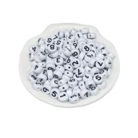 Broj akril perla, možete DIY & emajl, bijeli i crni, 4x7mm, Rupa:Približno 1.5mm, 100računala/Torba, Prodano By Torba
