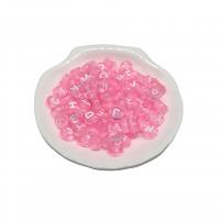 Transparent Acrylic Beads, Alphabet Letter, DIY & enamel, pink, 4x7mm, Hole:Approx 1.5mm, 100PCs/Bag, Sold By Bag