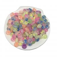 Frosted akryl perler, Alfabet bogstav, du kan DIY & gennemsigtig & emalje, blandede farver, 4x7mm, Hole:Ca. 1.5mm, 100pc'er/Bag, Solgt af Bag