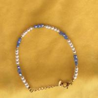 Bracelet en perles de culture d'eau douce, perle d'eau douce cultivée, avec Acier titane, avec 1.18 chaînes de rallonge, Plaqué d'or 18K, pour femme, Longueur:6.69 pouce, Vendu par PC