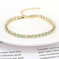 Evil Eye Jewelry Bracelet Brass with 1.97 extender chain 18K gold plated micro pave cubic zirconia & for woman & enamel nickel lead & cadmium free Length 7.1 Inch Sold By PC