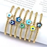 Evil Eye Jewelry Bracelet, Brass, with Lampwork, Plum Blossom, 18K gold plated, for woman, more colors for choice, nickel, lead & cadmium free, Length:7.1 Inch, Sold By PC