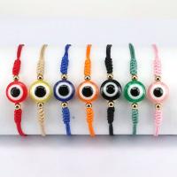 Evil Eye Jewelry Bracelet Polyester Cord with Resin & Brass 18K gold plated for woman Length 7.1 Inch Sold By PC