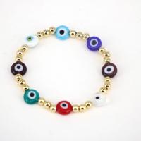 Evil Eye Jewelry Bracelet, Brass, with Lampwork, 18K gold plated, for woman, more colors for choice, nickel, lead & cadmium free, 55mm, Sold By PC