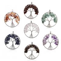 Tree Of Life Pendants, Brass, with Gemstone, fashion jewelry & different materials for choice & Unisex, nickel, lead & cadmium free, 50mm, Sold By PC