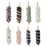 Gemstone Pendants Jewelry, Brass, with Gemstone, fashion jewelry & different materials for choice & Unisex, nickel, lead & cadmium free, 10x45mm, Sold By PC