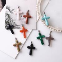 Gemstone Pendants Jewelry, with Brass, Cross, different materials for choice & Unisex, 30x40mm, Sold By PC