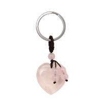Porte-clés, pierre gemme, avec Acier inoxydable 304, coeur, différents matériaux pour le choix, 30mm, Vendu par PC