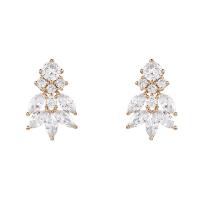 Cubic Zirconia Micro Pave Brass Earring fashion jewelry & micro pave cubic zirconia & for woman nickel lead & cadmium free Sold By Pair