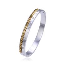 Titanium Steel Bracelet & Bangle, Donut, Vacuum Ion Plating, fashion jewelry & Unisex & with rhinestone, more colors for choice, 8mm, Inner Diameter:Approx 52x62mm, Sold By PC