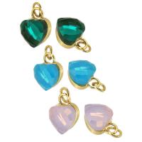 Cubic Zirconia Brass Pendants, with Cubic Zirconia, Heart, gold color plated, DIY, more colors for choice, nickel, lead & cadmium free, 9x13x7mm, Hole:Approx 3mm, Sold By PC