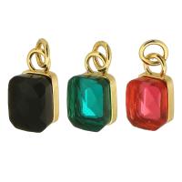 Cubic Zirconia Brass Pendants, with Cubic Zirconia, Square, gold color plated, DIY, more colors for choice, nickel, lead & cadmium free, 7x13x6mm, Hole:Approx 4mm, Sold By PC