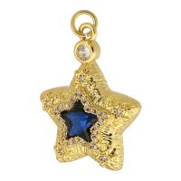 Cubic Zirconia Micro Pave Brass Pendant, Star, gold color plated, DIY & micro pave cubic zirconia, golden, nickel, lead & cadmium free, 17x21x4.50mm, Hole:Approx 2.5mm, Sold By PC