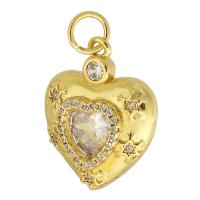 Cubic Zirconia Micro Pave Brass Pendant Heart gold color plated DIY & micro pave cubic zirconia golden nickel lead & cadmium free Approx 3.5mm Sold By PC