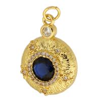 Cubic Zirconia Micro Pave Brass Pendant, Dome, gold color plated, DIY & micro pave cubic zirconia, golden, nickel, lead & cadmium free, 14.50x20x4mm, Hole:Approx 3mm, Sold By PC