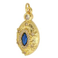 Cubic Zirconia Micro Pave Brass Pendant, Horse Eye, gold color plated, DIY & micro pave cubic zirconia, golden, nickel, lead & cadmium free, 11x21x4mm, Hole:Approx 3mm, Sold By PC