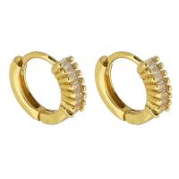 Cubic Zirconia Micro Pave Brass Earring Donut gold color plated fashion jewelry & micro pave cubic zirconia & for woman golden nickel lead & cadmium free Sold By Pair