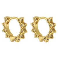 Cubic Zirconia Micro Pave Brass Earring Flower gold color plated fashion jewelry & micro pave cubic zirconia & for woman golden nickel lead & cadmium free Sold By Pair