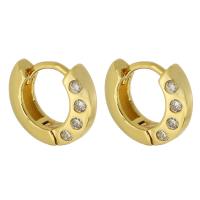 Cubic Zirconia Micro Pave Brass Earring, Donut, gold color plated, fashion jewelry & micro pave cubic zirconia & for woman, golden, nickel, lead & cadmium free, 14x12x4mm, Sold By Pair