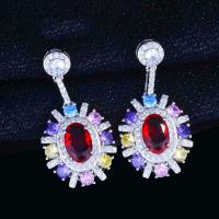 Rhinestone Earring, Brass, platinum plated, different styles for choice & for woman & with rhinestone, multi-colored, Sold By PC