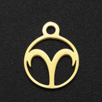 Stainless Steel Constellation Pendant, Titanium Steel, gold color plated, different styles for choice & hollow, gold, 10.50x13.50mm, 10PCs/Bag, Sold By Bag