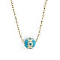 Collier Evil Eye bijoux, laiton, avec chalumeau, Placage de couleur d'or, styles différents pour le choix & pour femme & émail, bleu, 470mm, Vendu par PC