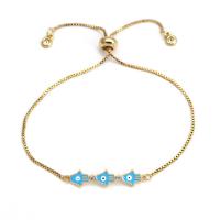 Evil Eye Jewelry Bracelet Brass gold color plated Adjustable & for woman & enamel Sold By PC