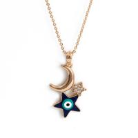 Evil Eye Jewelry Necklace, Titanium Steel, gold color plated, different styles for choice & for woman & enamel, gold, 430mm, Sold By PC