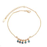 Evil Eye Jewelry Bracelet Brass gold color plated for woman & enamel 275mm Sold By PC