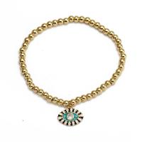 Evil Eye Jewelry Bracelet, Brass, gold color plated, for woman & enamel, more colors for choice, 50mm, Sold By PC