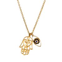 Evil Eye Jewelry Necklace Titanium Steel with Glass gold color plated & for woman gold 440mm Sold By PC