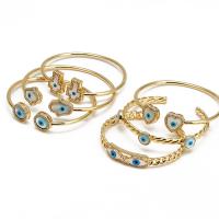 Evil Eye Jewelry Bracelet Brass gold color plated for woman & enamel gold 60mm Sold By PC