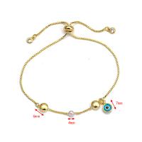 Evil Eye Jewelry Bracelet, Brass, gold color plated, Adjustable & different styles for choice & for woman & enamel, gold, Sold By PC