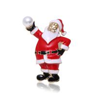 Broszki świąteczne, Stop cynku, święty Mikołaj, dla kobiety & emalia, czerwony, 34x45mm, sprzedane przez PC