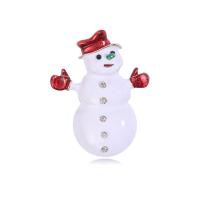 Christmas Brooches, Tibetan Style, Snowman, high quality plated, for woman & enamel, white, 40x52mm, Sold By PC