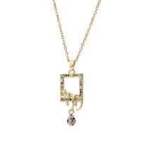 Cubic Zircon Micro Pave Brass Necklace, with 1.96inch extender chain, Leopard, real gold plated, oval chain & micro pave cubic zirconia & for woman & hollow, more colors for choice, nickel, lead & cadmium free, Length:Approx 15.7 Inch, Sold By PC