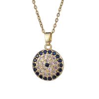 Evil Eye Jewelry Necklace, Brass, with 1.96inch extender chain, real gold plated, oval chain & micro pave cubic zirconia & for woman, nickel, lead & cadmium free, 15x23mm, Length:Approx 15.7 Inch, Sold By PC