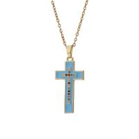 Cubic Zircon Micro Pave Brass Necklace, with Titanium Steel, with 1.96inch extender chain, Cross, real gold plated, oval chain & micro pave cubic zirconia & for woman & enamel, more colors for choice, nickel, lead & cadmium free, 14x32mm, Length:Approx 15.7 Inch, Sold By PC