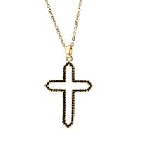 Cubic Zircon Micro Pave Brass Necklace, with 1.96inch extender chain, Cross, real gold plated, oval chain & micro pave cubic zirconia & for woman & hollow, more colors for choice, nickel, lead & cadmium free, 22x38mm, Length:Approx 15.7 Inch, Sold By PC