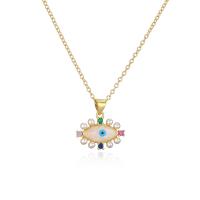 Evil Eye Jewelry Necklace, Brass, with Plastic Pearl, 18K gold plated, different styles for choice & micro pave cubic zirconia & enamel, Length:Approx 17.71 Inch, Sold By PC