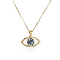 Evil Eye Jewelry Necklace, Brass, 18K gold plated, different styles for choice & micro pave cubic zirconia & enamel, Length:Approx 17.71 Inch, Sold By PC