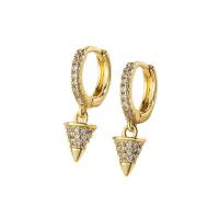 Cubic Zirconia Micro Pave Brass Earring, 18K gold plated, micro pave cubic zirconia & for woman, 12x20mm, Sold By Pair
