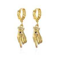 Evil Eye Earrings Brass Hand 18K gold plated micro pave cubic zirconia & for woman & enamel Sold By Pair