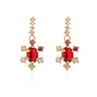 Cubic Zirconia Micro Pave Brass Earring, 18K gold plated, different styles for choice & micro pave cubic zirconia & for woman, Sold By Pair