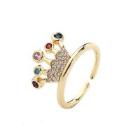 Cubic Zirconia Micro Pave Brass Ring Crown 18K gold plated Adjustable & micro pave cubic zirconia & for woman Sold By PC