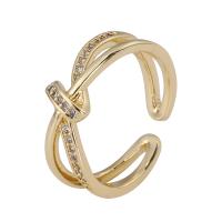 Cúbicos Circonia Micro Pave anillo de latón, metal, 18K chapado en oro, Ajustable & micro arcilla de zirconia cúbica & para mujer, Vendido por UD